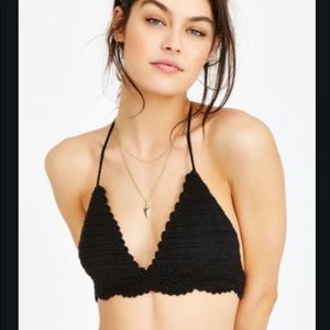Black crochet bra